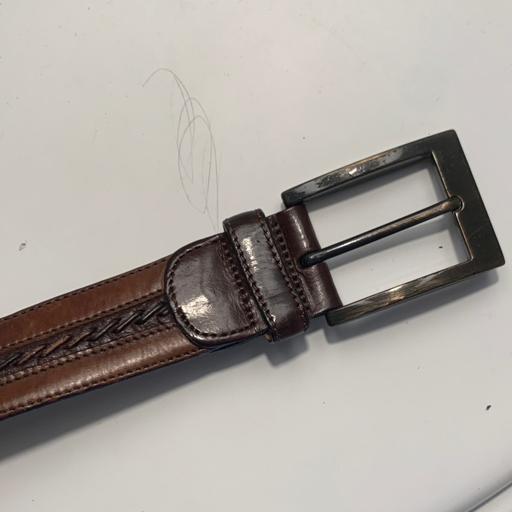 Mezlan Brown Leather Belt with Silver Buckle size 40